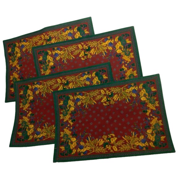 Williams-Sonoma Other - Williams Sonoma Placemats Set of 4 French Country Provence Botanical Maroon Gold